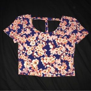 Blue Floral Crop Top